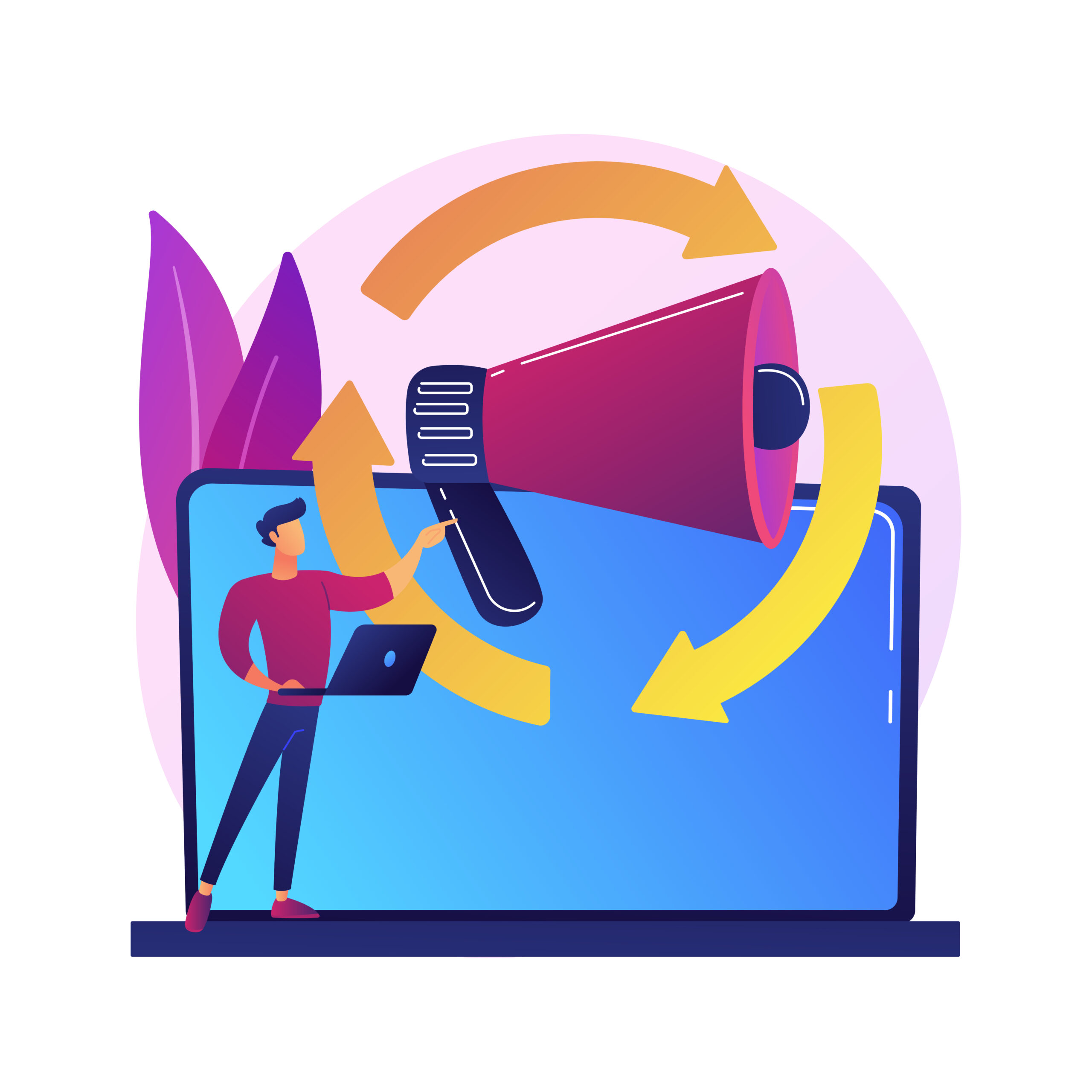 Target audience search, internet promotion, customer focus. Advertising direction, ad campaign, clientele acquisition. Client manager cartoon character. Vector isolated concept metaphor illustration.