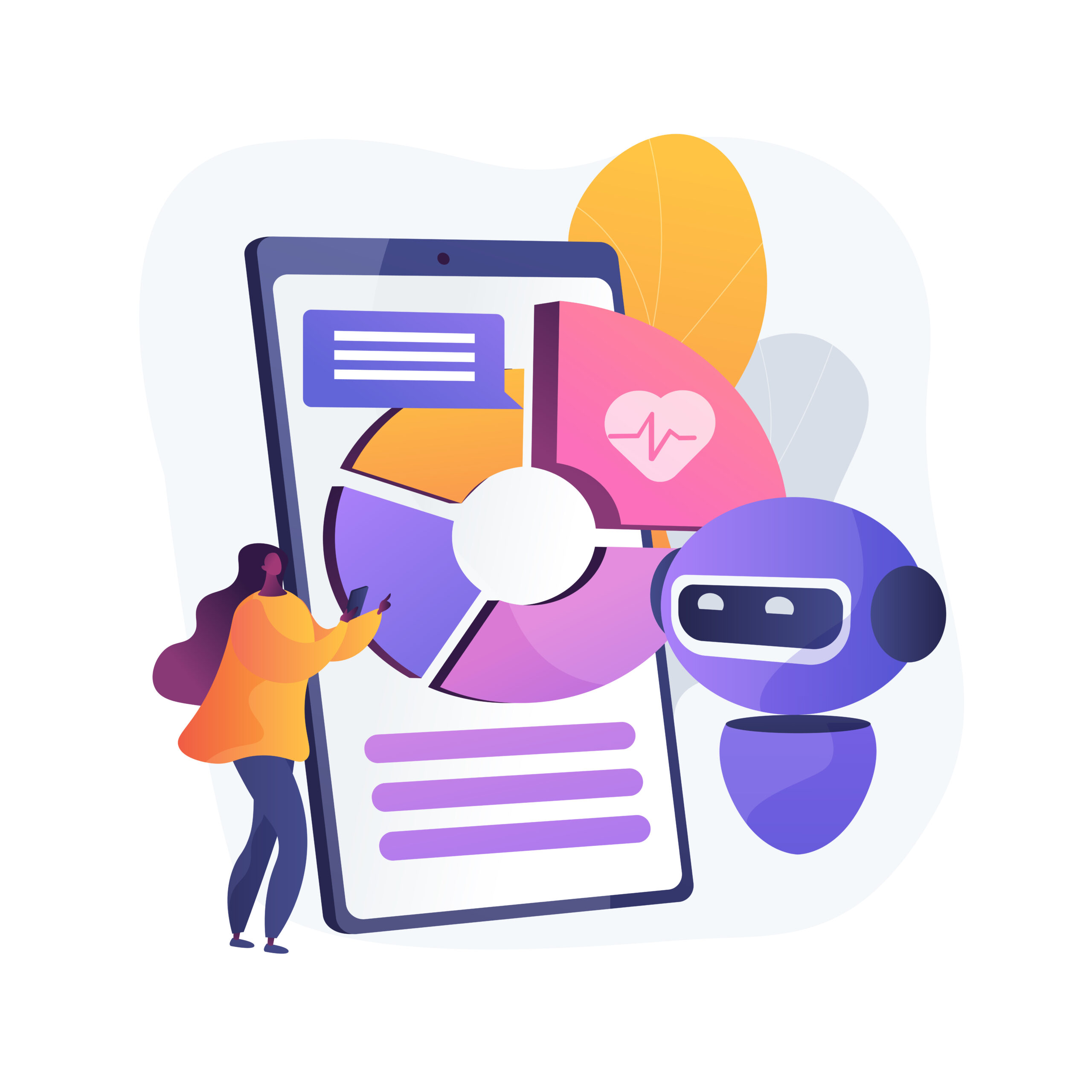 Digital wellbeing abstract concept vector illustration. Office wellbeing, digital health, device stress management, device and internet free time, social media time tracking app abstract metaphor.