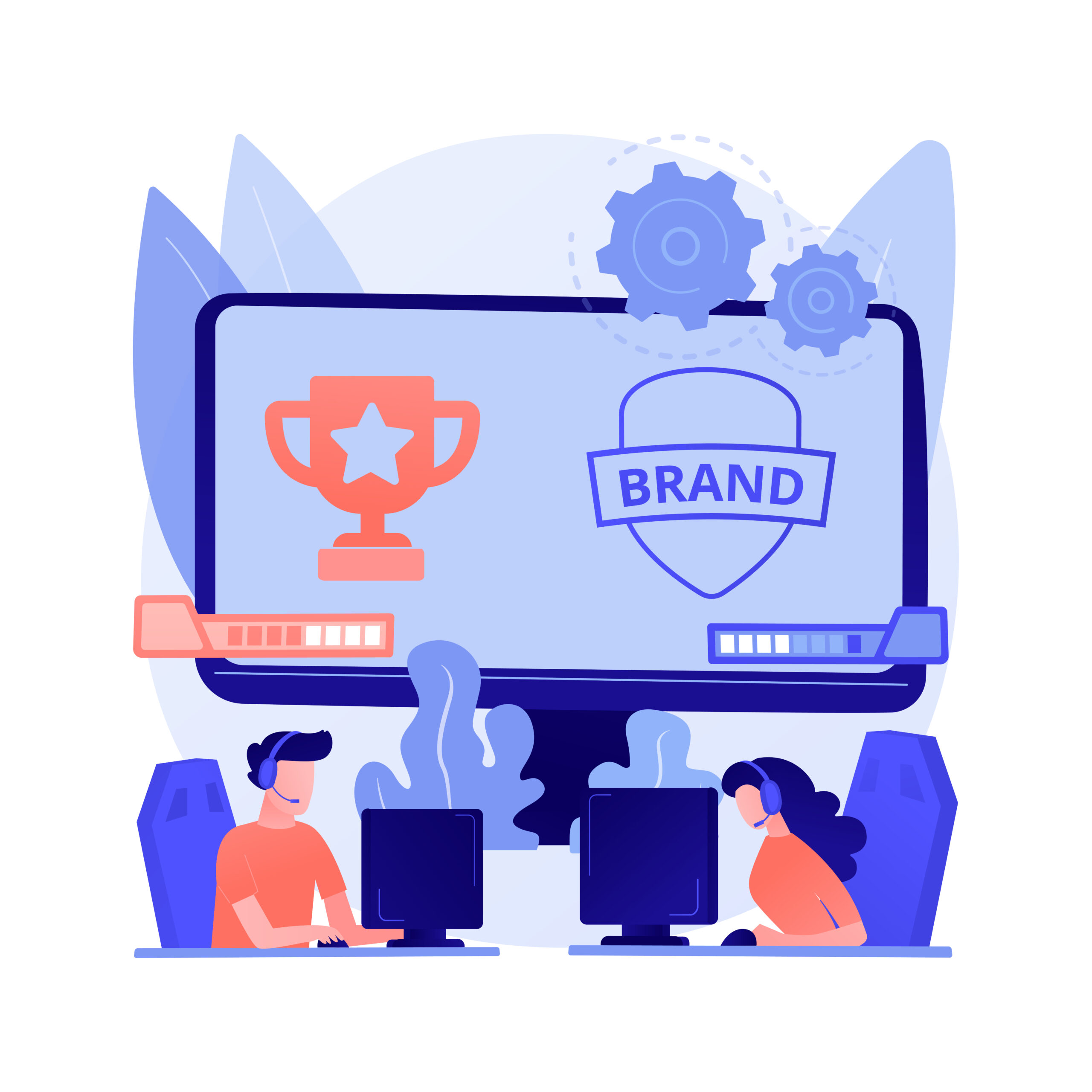 eSports collaboration abstract concept vector illustration. E-sports partnership, global brands cooperation, sponsorships, champion league collaboration, mainstream entertainment abstract metaphor.