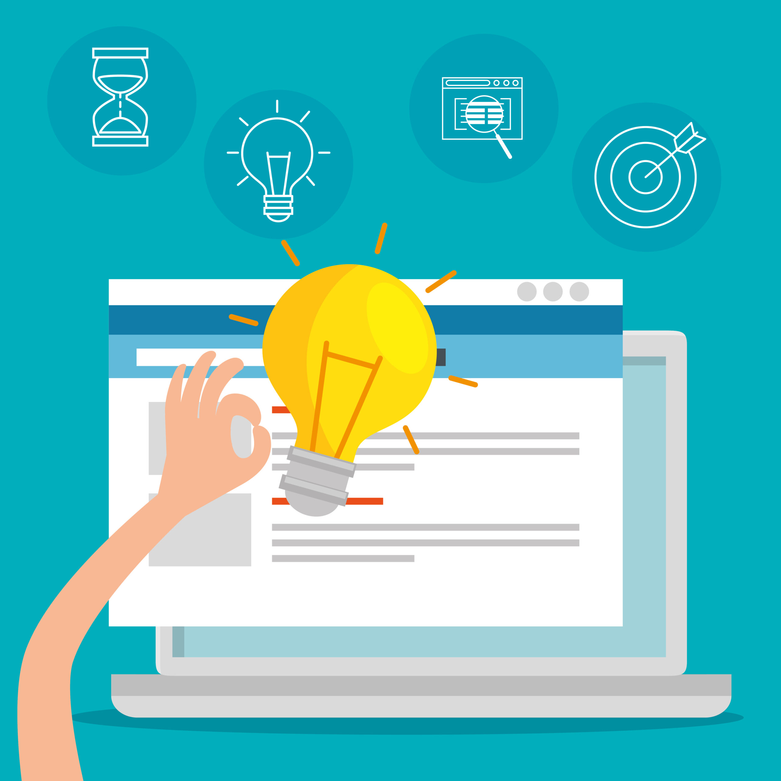 laptop technology with website office information vector illustration
