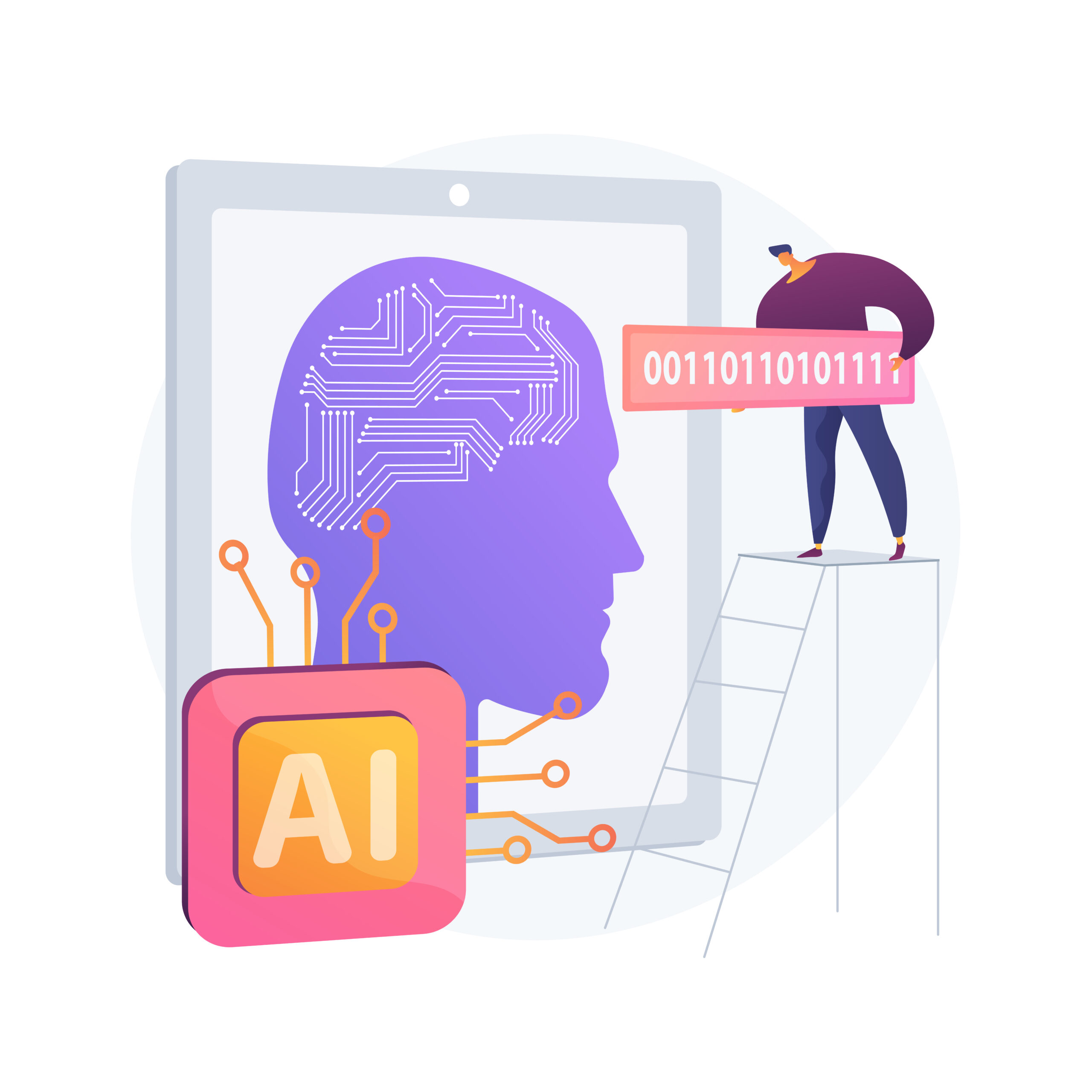 Artificial intelligence abstract concept vector illustration. AI, machine learning, artificial intelligence evolution, high tech, cutting edge technology, cognitive robotics abstract metaphor.